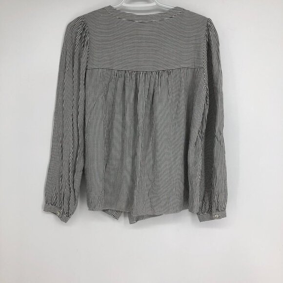 Jane and Delancey button down rayon striped long sleeve round neck top size S - Picture 2 of 11